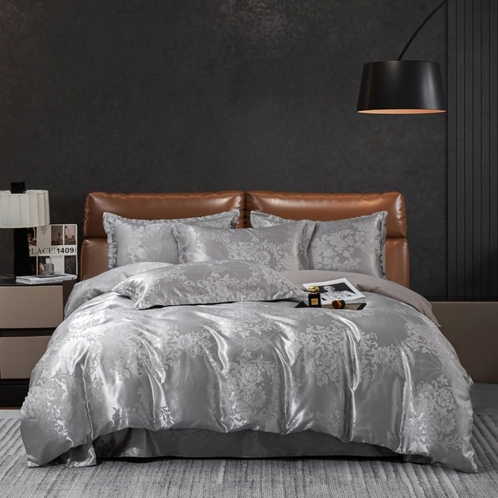 Спален комплект от сатен жакард със твилово тъкане, четири части, хотелски клас, акрил, реактивно боядисване