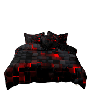 YOUKESHU Комплект калъфки за завивка с решетъчен принт, квилтиран, химическо влакно, комплект от три части