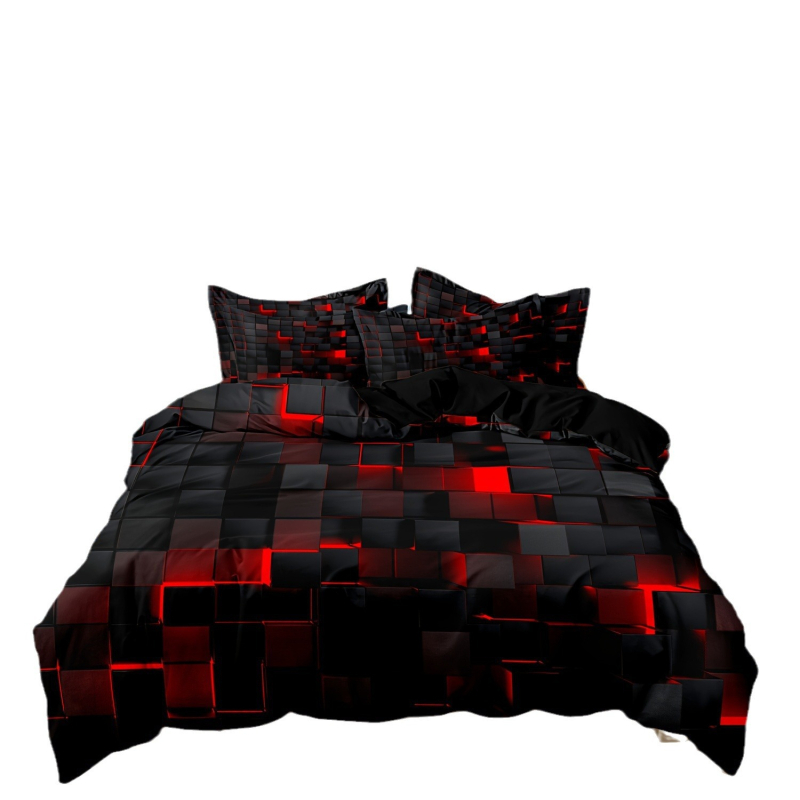 YOUKESHU Комплект калъфки за завивка с решетъчен принт, квилтиран, химическо влакно, комплект от три части