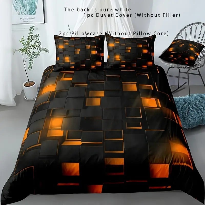 YOUKESHU Комплект калъфки за завивка с решетъчен принт, квилтиран, химическо влакно, комплект от три части