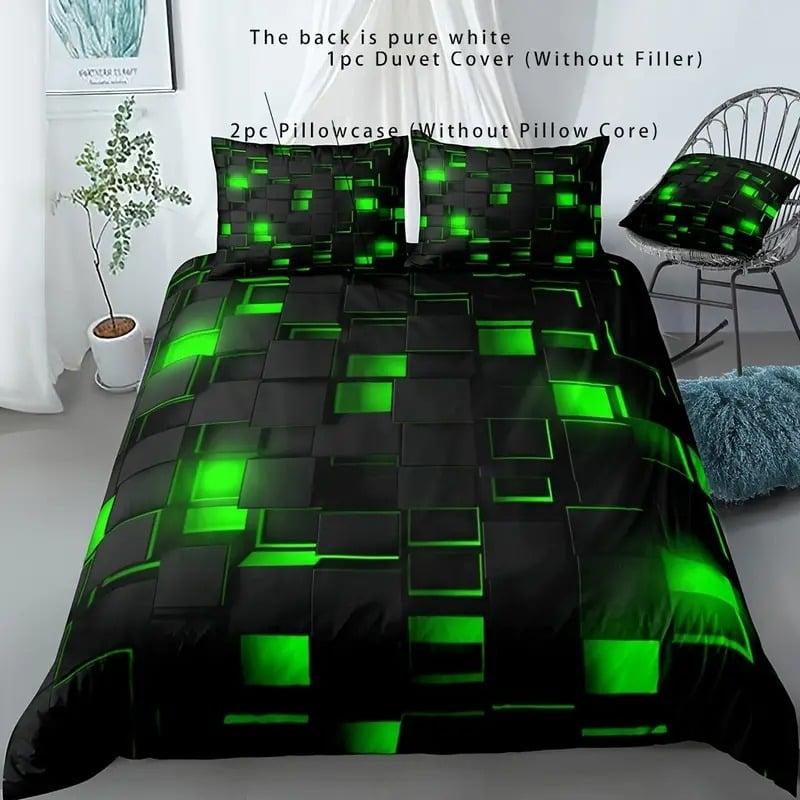 YOUKESHU Комплект калъфки за завивка с решетъчен принт, квилтиран, химическо влакно, комплект от три части