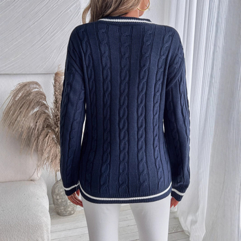 Свитер, V-образно деколте, свободна кройка, едноцветен модел, 50–70% вискоза