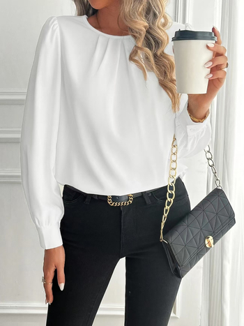 Bluza od bambusovih vlakana, poliester i spandeks, pulover stil, elegantan dizajn, dugi rukav