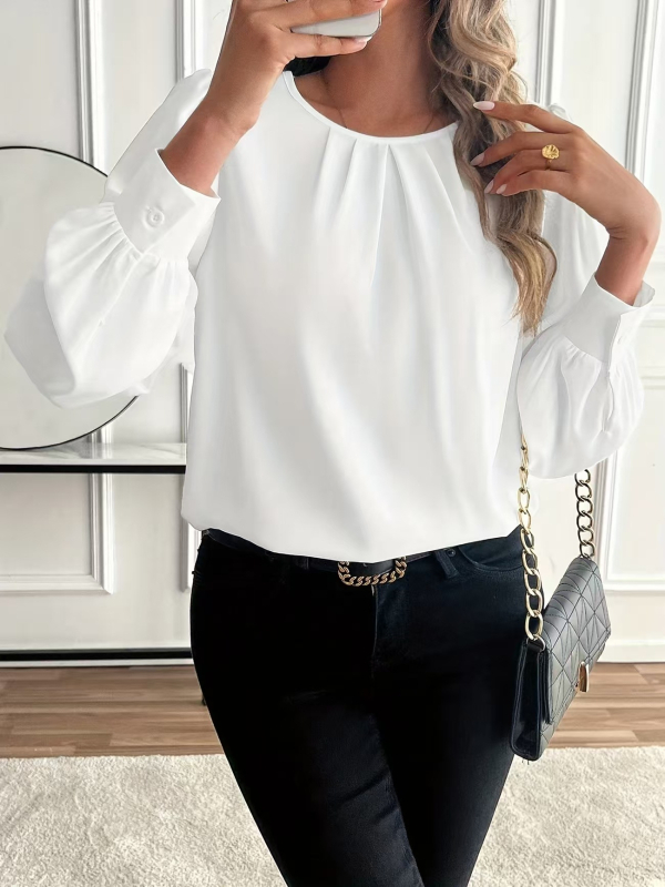 Bluza od bambusovih vlakana, poliester i spandeks, pulover stil, elegantan dizajn, dugi rukav