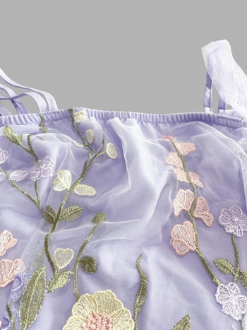 Dámske šaty bez rukávov s kvetinovou výšivkou a viazaním na plecia, elegantný štýl, materiál: králičia srsť, jar 2025, pre teenagerov.