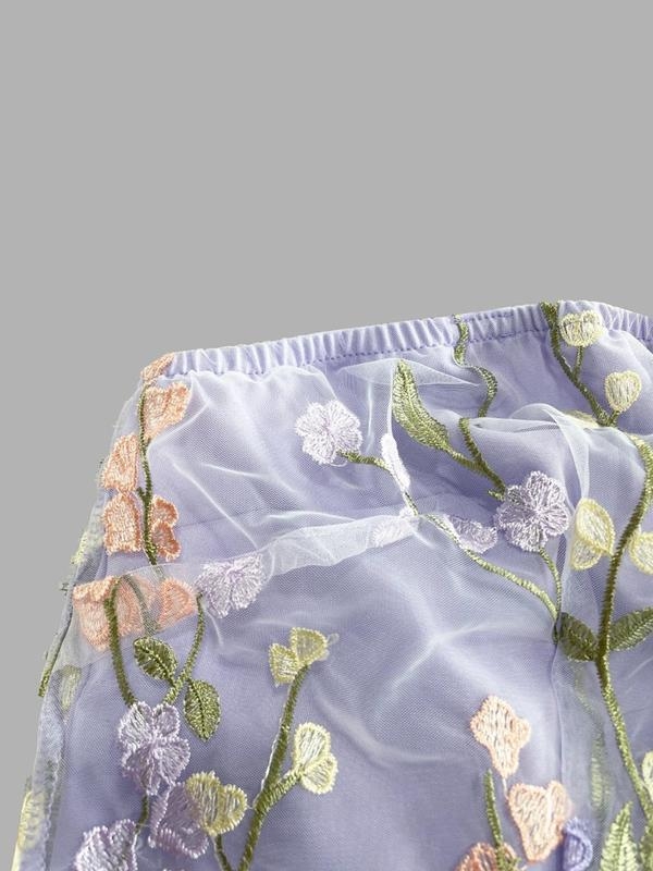 Dámske šaty bez rukávov s kvetinovou výšivkou a viazaním na plecia, elegantný štýl, materiál: králičia srsť, jar 2025, pre teenagerov.