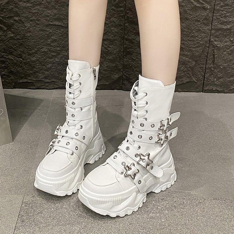Női chunky sneaker vastag talppal — PU+Mesh felsőrész, kerek orr, gumírozott talp, fűzővel záródó