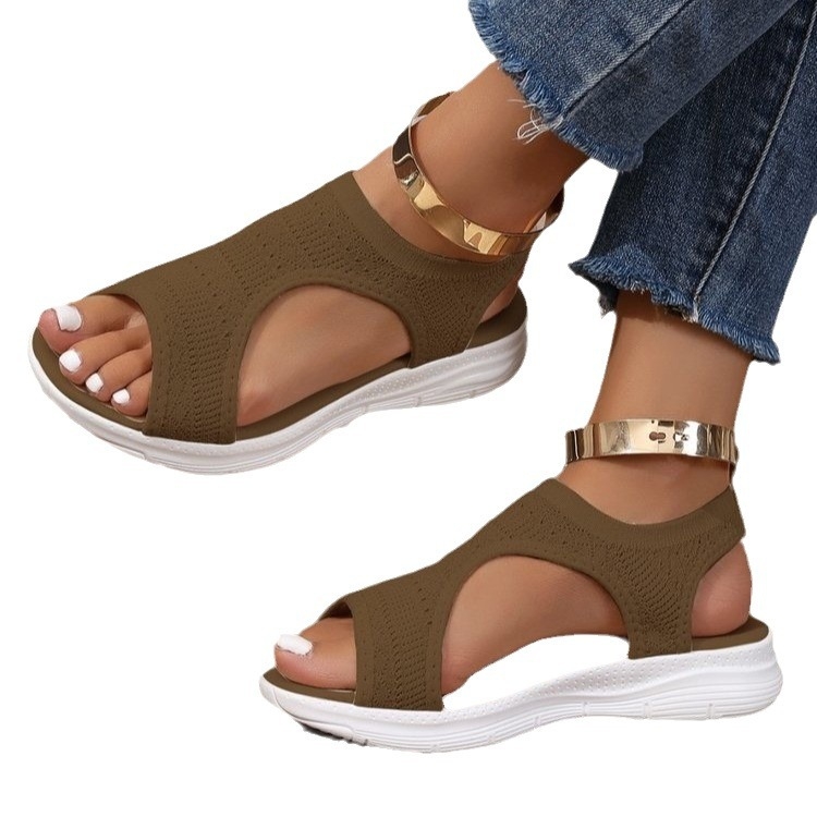 Žuvies burnos formos sandalės, viršus iš tinklo, vidus iš tinklo, guminis padas, laisvas stilius