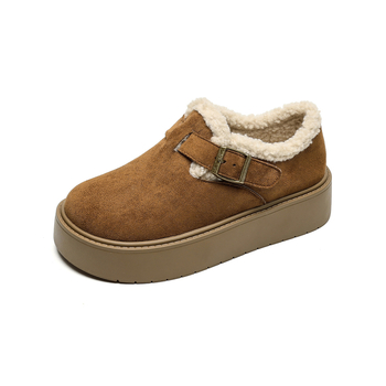 Női Birkenstock-stílusú vastag talpú cipő velúr felsőrésszel, fleece-betéttel, középmagas talpú, 3–5 cm sarok