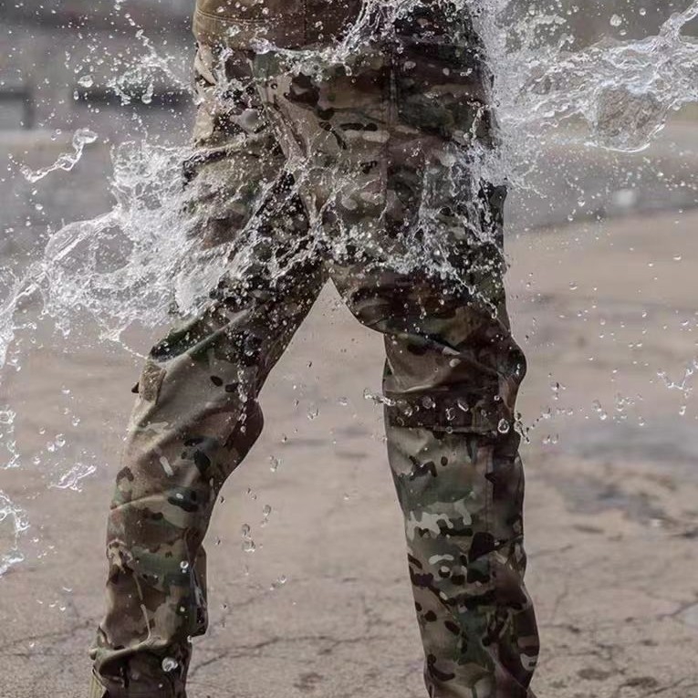 IX6 Vonkajšie taktické nohavice pre mužov – úzky strih, odolné voči opotrebeniu, maskovací vzor, priedušné, vhodné do továrenského prostredia