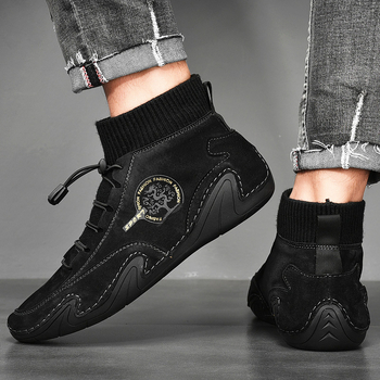 Vysoké kožené čižmy Tiegoda, vrchná časť z pravej kože, gumová podrážka, fleecová podšívka, na šnúrky