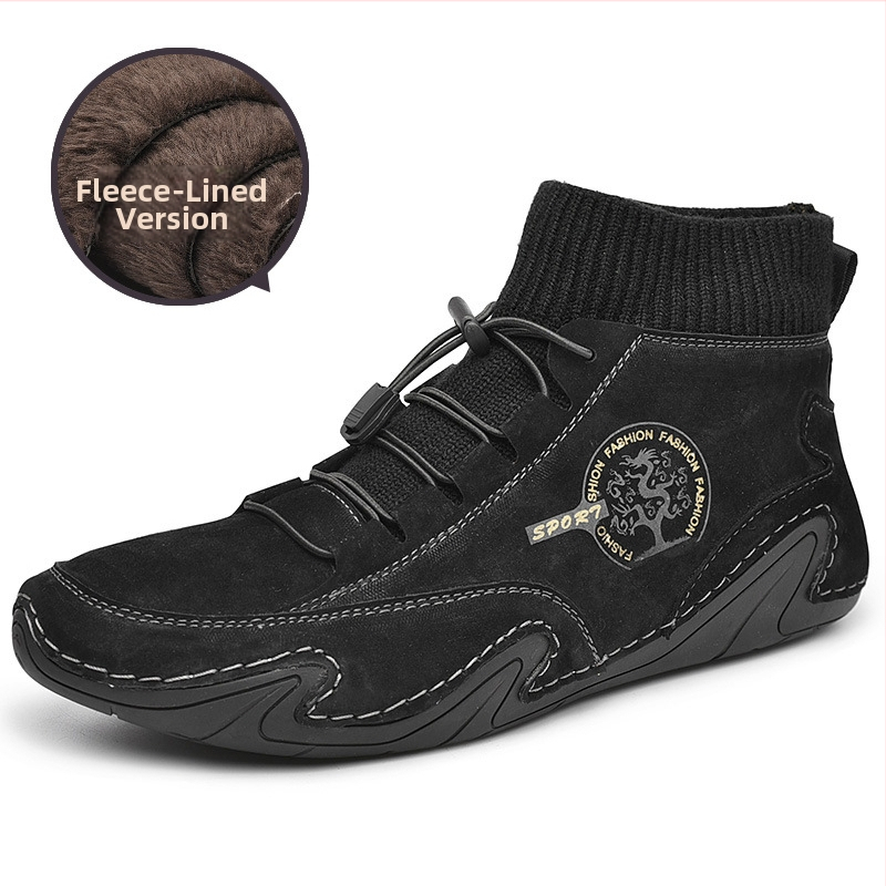 Vysoké kožené čižmy Tiegoda, vrchná časť z pravej kože, gumová podrážka, fleecová podšívka, na šnúrky