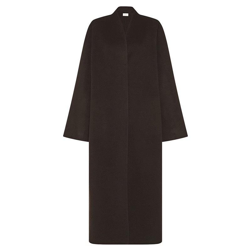 Дамско палто от вълнен твид, стойкова яка, скрита закопчалка, дължина 80–100 см, свободна кройка