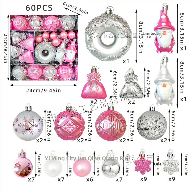 Plastové vianočné guličky na stromček, európsky štýl, MJ60, Značka Nihuang