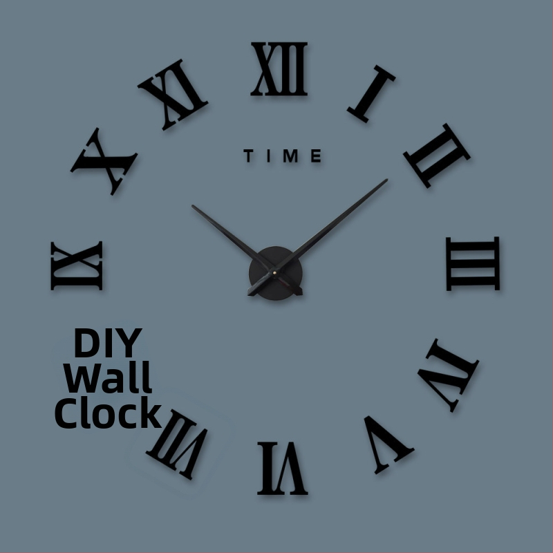 Nástenné hodiny s 3D rímskymi číslicami, akrylové puzdro, batériové napájanie, skokový pohyb sekund, dekoratívne zrkadlo