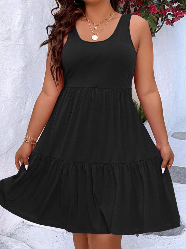 Dámske šaty bez rukávov na leto 2024, polyesterový materiál s elastánom, 95% polyester, 5% elastán, midi dĺžka, okrúhly výstrih