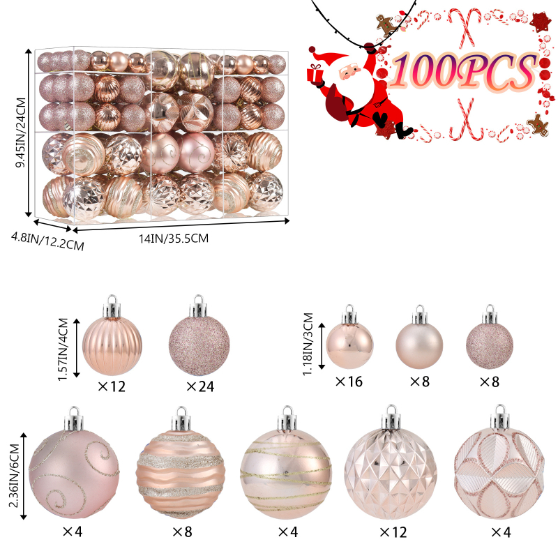 Plastová vianočná guľa s elektroplatovaním, moderný minimalistický štýl, kód artiklu t100.