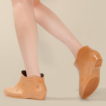 Moteriški trumpi PVC lietaus batai, keturių sezonų, medvilninė įdaila, plokščias kulnas, lauko vandeniui atsparūs bateliai