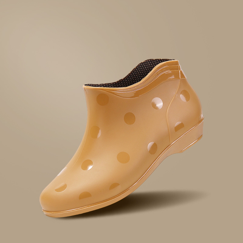 Moteriški trumpi PVC lietaus batai, keturių sezonų, medvilninė įdaila, plokščias kulnas, lauko vandeniui atsparūs bateliai