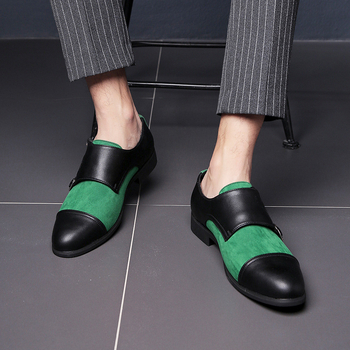 Pánske topánky Monk s prackou, ostrá špička, horná časť z umelej kože, PU podšívka, gumová podrážka