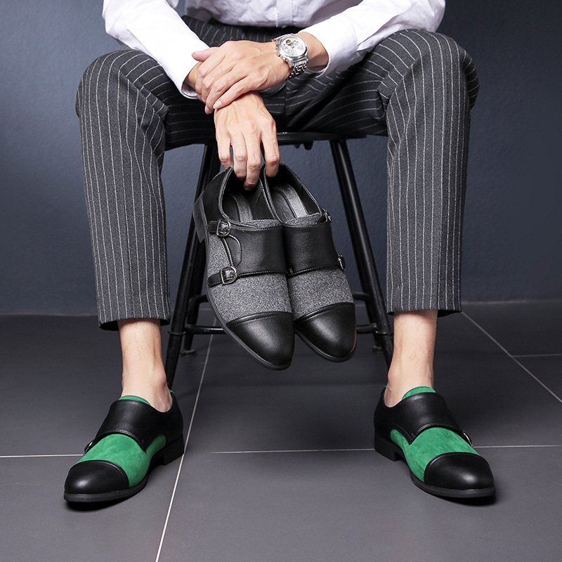 Pánske topánky Monk s prackou, ostrá špička, horná časť z umelej kože, PU podšívka, gumová podrážka