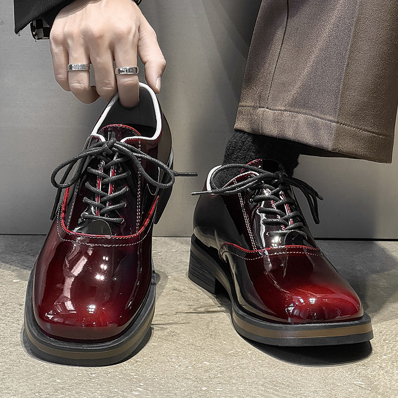 Pánske Derby topánky s štvorcovým špičkou, britský štýl, horná časť Microfiber; podšívka Microfiber; podrážka guma