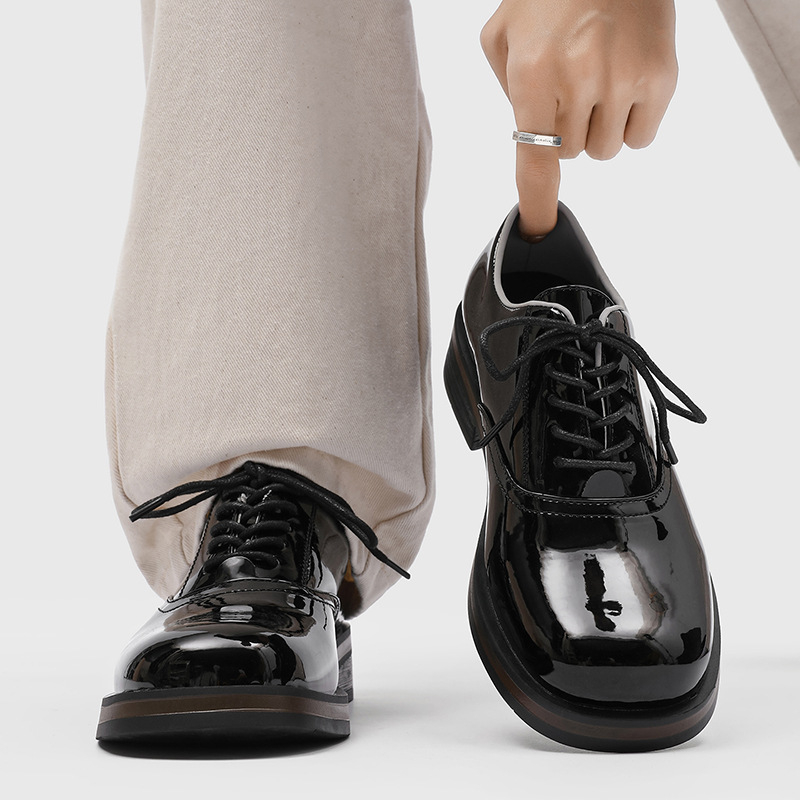 Pánske Derby topánky s štvorcovým špičkou, britský štýl, horná časť Microfiber; podšívka Microfiber; podrážka guma