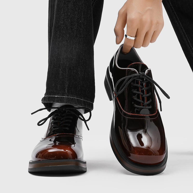 Pánske Derby topánky s štvorcovým špičkou, britský štýl, horná časť Microfiber; podšívka Microfiber; podrážka guma