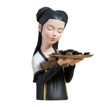 Figúrka zo živice, Tang dynastia dámy, ručne maľovaná, nový čínsky štýl, domáce dekorácie