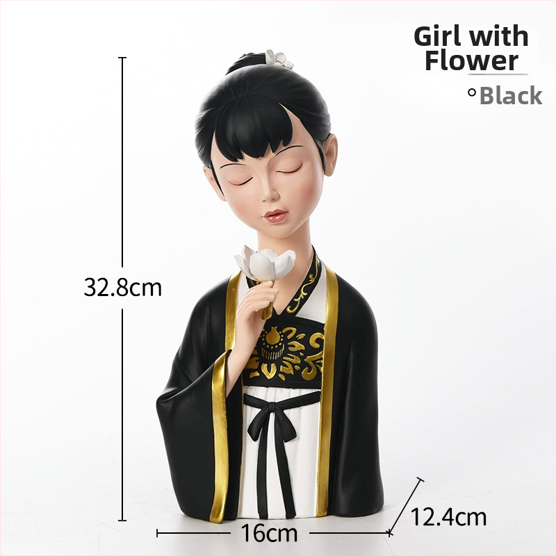 Figúrka zo živice, Tang dynastia dámy, ručne maľovaná, nový čínsky štýl, domáce dekorácie