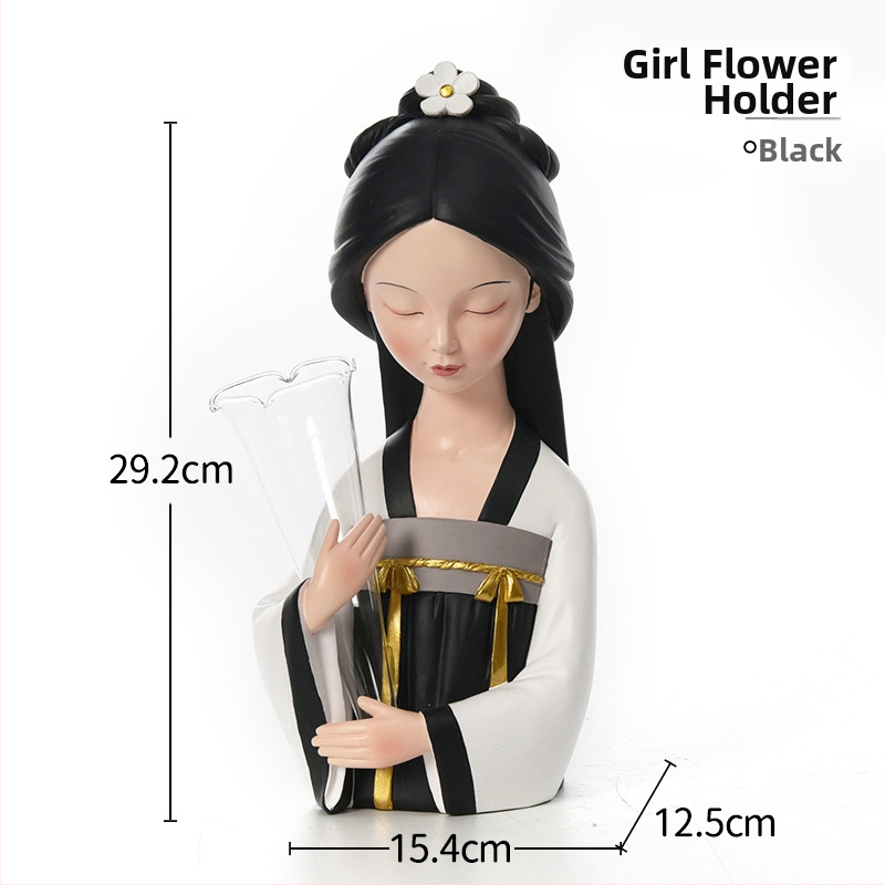 Figúrka zo živice, Tang dynastia dámy, ručne maľovaná, nový čínsky štýl, domáce dekorácie