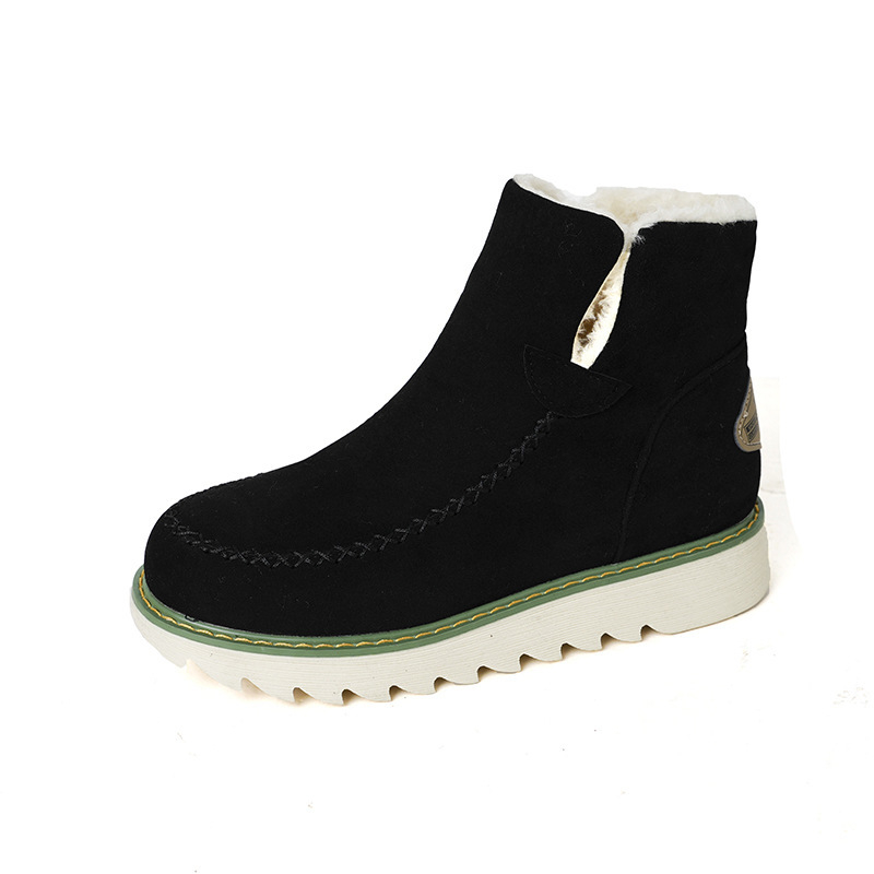 Női téli hócsizma, meleg bélés, gumírozott talp, kerek orr, 2.5 cm lapos sarok, PU bőrfelső