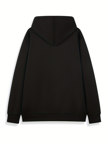 Hanorac cu glugă — croială relaxată, imprimeu, poliester