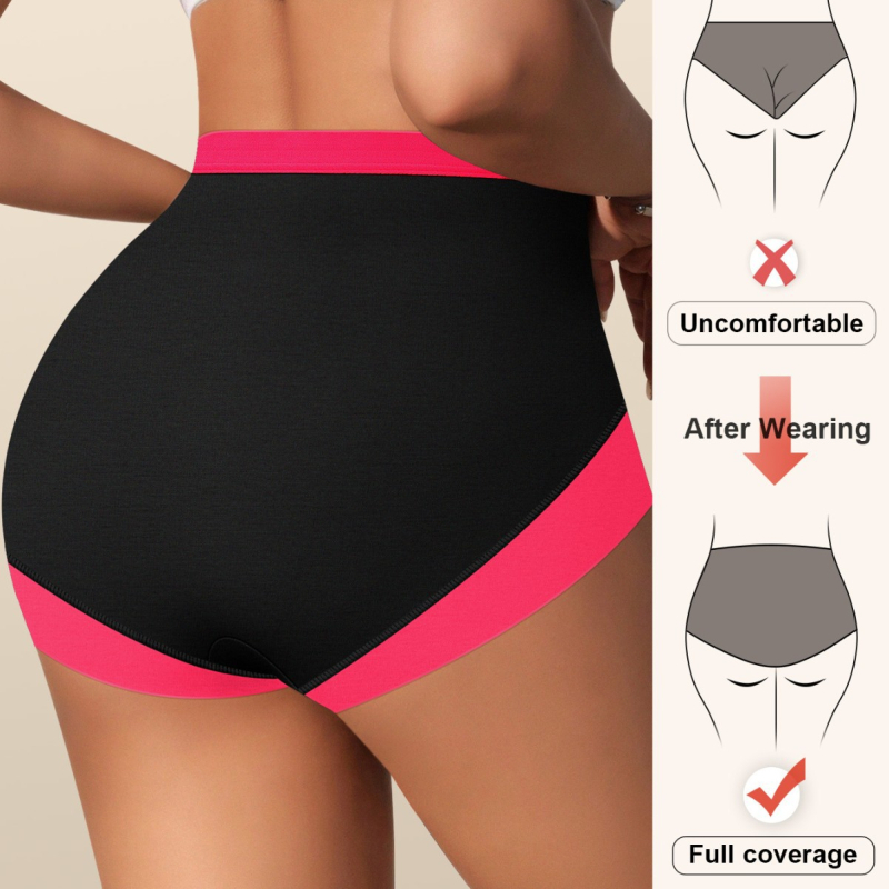 Ženské vysokopásové pletené nohavičky, priedušné bavlna-elastan, farebný blok vzor