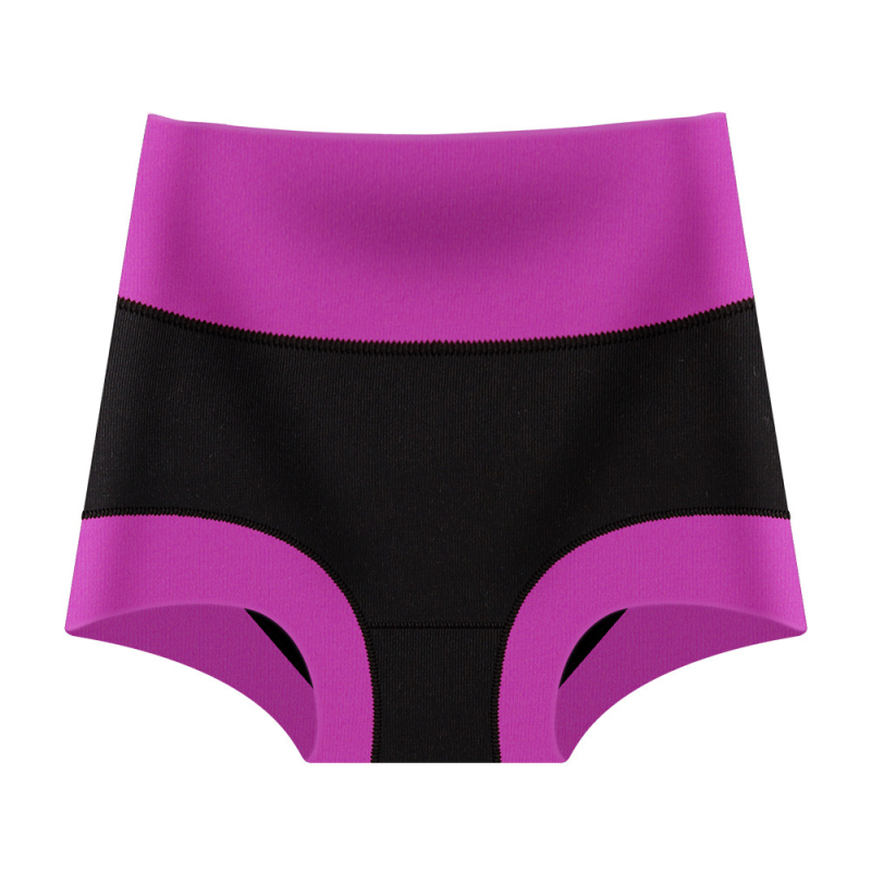 Ženské vysokopásové pletené nohavičky, priedušné bavlna-elastan, farebný blok vzor