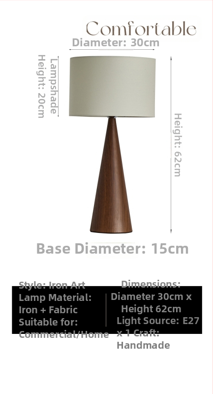 Stolná lampa, látkové tienidlo, retro štýl stredného storočia, teplé tlmené svetlo, nočné svetlo, 220V, 3C certifikát 2020371001000003