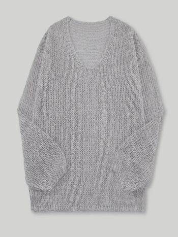 Dámsky pletený sveter s V výstrihom, dlhé rukávy, stredná dĺžka, jednofarebný polyester, elegantný každodenný štýl