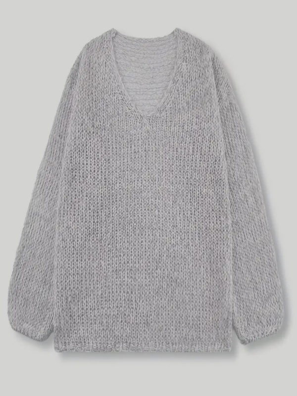 Dámsky pletený sveter s V výstrihom, dlhé rukávy, stredná dĺžka, jednofarebný polyester, elegantný každodenný štýl