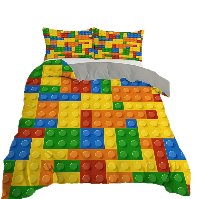 Комплект спално бельо от три части с геометричен мотив, полиестер-памук, цифров печат, меко и дишащо