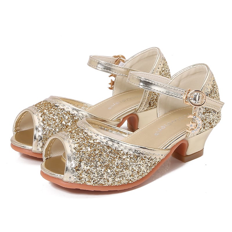 Dievčenské sandále s flitrami a kryštálmi - PU vrchná časť, PU vnútro, PU stielka, TPR podrážka - vhodné pre vek 4–12 rokov