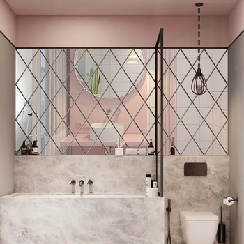 Διαμαντόσχημος καθρέφτης τοίχου με αυτοκόλλητο – ακρυλικό, αδιάβροχο, ανθεκτικό στη μόλυνση, αυτοκόλλητο, 1 τεμάχιο, για σαλόνι, υπνοδωμάτιο, γραφείο, μπάνιο, είσοδο, μοντέρνο μινιμαλιστικό στυλ