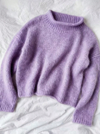 Ženski pulover od mohair stila, slobodan kroj, okrugli ovratnik, dugi rukavi, standardna duljina
