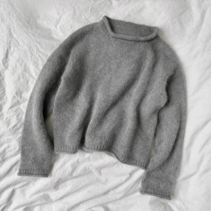 Ženski pulover od mohair stila, slobodan kroj, okrugli ovratnik, dugi rukavi, standardna duljina