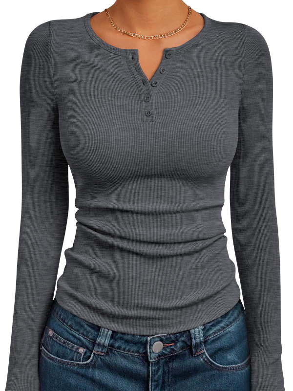 Ženska majica s dugim rukavima od poliestera, Slim Fit, okrugli izrez, duljina 40-50 cm, japansko-korejski casual stil, zima 2025