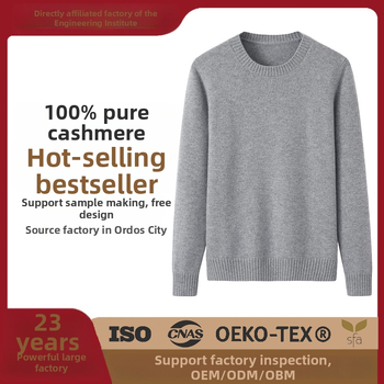 Svet z kašmíru 95%+, úzky strih, okrúhly výstrih, dlhé rukávy