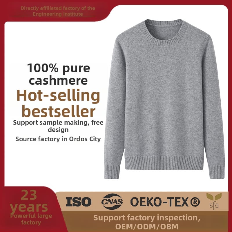 Svet z kašmíru 95%+, úzky strih, okrúhly výstrih, dlhé rukávy