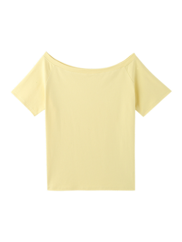 Ženski T-shirt s naglim ramenima, slobodan kroj, kratki rukavi, pamuk-elastan smjesa, jednobojno