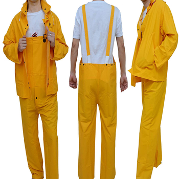 Rozdelený dažďový set s PVC kožou a výšivkami — pre dospelých, vonkajšie dažďovky s remienkami a nohavice