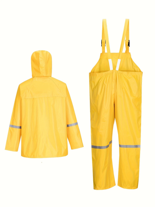 Rozdelený dažďový set s PVC kožou a výšivkami — pre dospelých, vonkajšie dažďovky s remienkami a nohavice