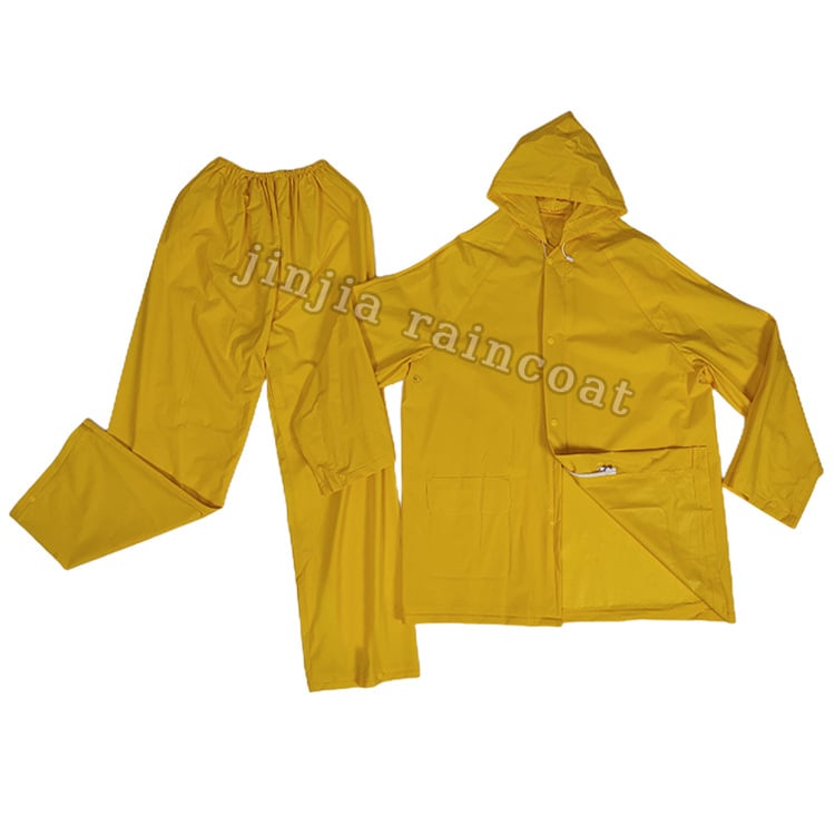 Rozdelený dažďový set s PVC kožou a výšivkami — pre dospelých, vonkajšie dažďovky s remienkami a nohavice